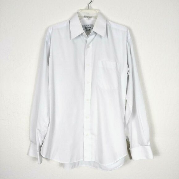 Modena Men’s White Long Sleeve Button Up Dress Shirt - Picture 1 of 3